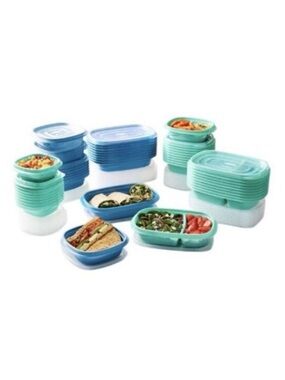 NEW Rubbermaid 100 Pc  Reusable Meal Prep Food Storage Containers Set Blue